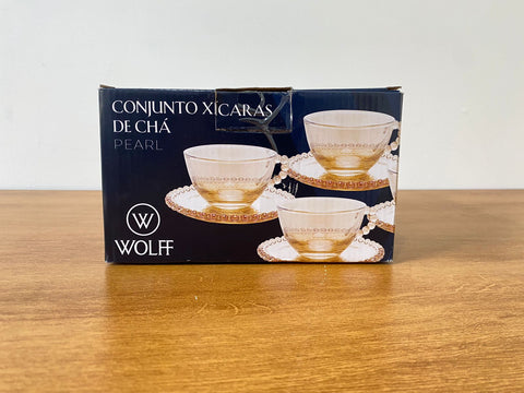 Conjunto de 4 Xícaras Cristal Pearl p/ Chá c/ Pires - Camicado/Wolff