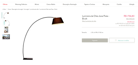 Luminária de Chão Josie Preta l Cúpula Branca - Westwing