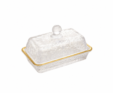 Manteigueira em Cristal Martelado com Tampa e Fio de Ouro Petra - Westwing