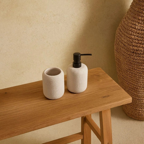 Kit Organizador de Bancada Lavabo e Banheiro Bege e Preto - Camicado