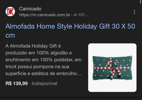Almofada Home Style Holiday Gift 30 X 50 cm - Camicado