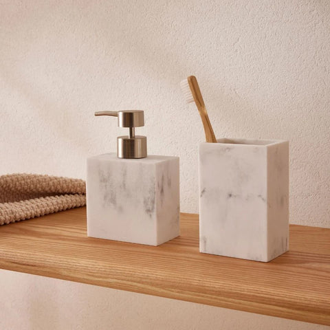 Kit Organizador de Bancada Lavabo/ Banheiro Branco Mármol – Camicado