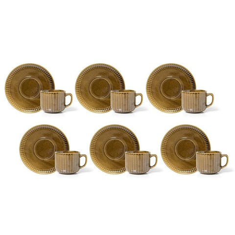Jogo de Xícaras 12 Peças Ravonna Brun Terra – Camicado