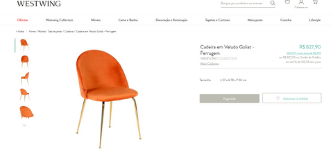 Cadeira em Veludo Goliat  Ferrugem - Westwing