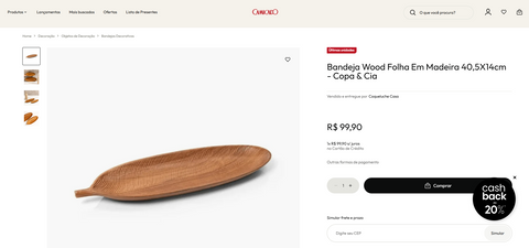 Bandeja Wood Folha P - Camicado