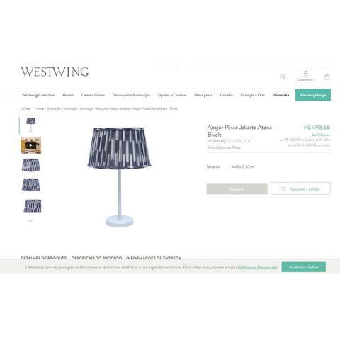 Abajur Plissê Jakarta Atena - Westwing