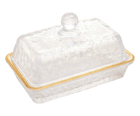 Manteigueira em Cristal Martelado com Tampa e Fio de Ouro Petra - Westwing