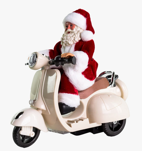 Papai Noel na Lambreta com Luz, Música e Movimento – 20 cm