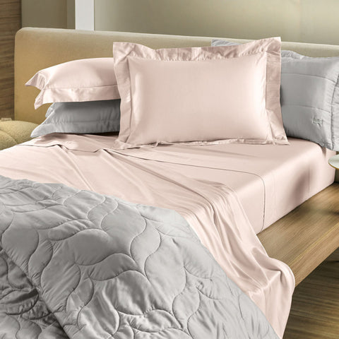 Jogo de Cama King 4 Peças Cetim Sublime Ponto Ajour Rosa Peach - Altenburg
