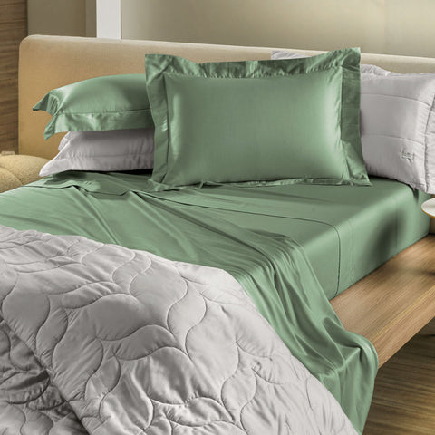 Jogo de Cama King 4 Peças Cetim Sublime Ponto Ajour Verde Agave - Altenburg