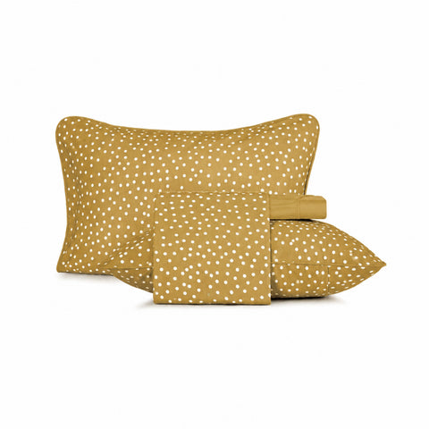 Jogo de Cama King 4 Peças com Debrum Bits Amarelo - Altenburg